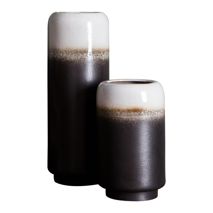 Set of 2 Brown/White Vases
