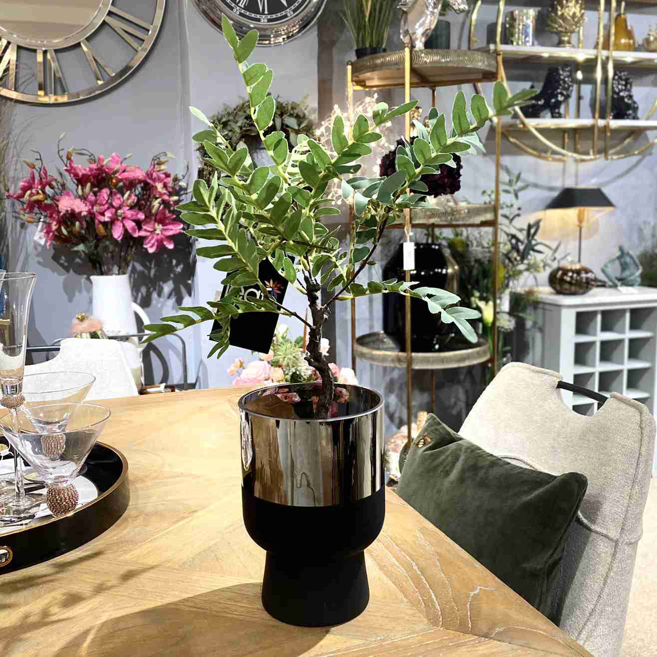 Small Matt Black And Chrome Glass Vase Small matt black and chrome glass vase - image 2