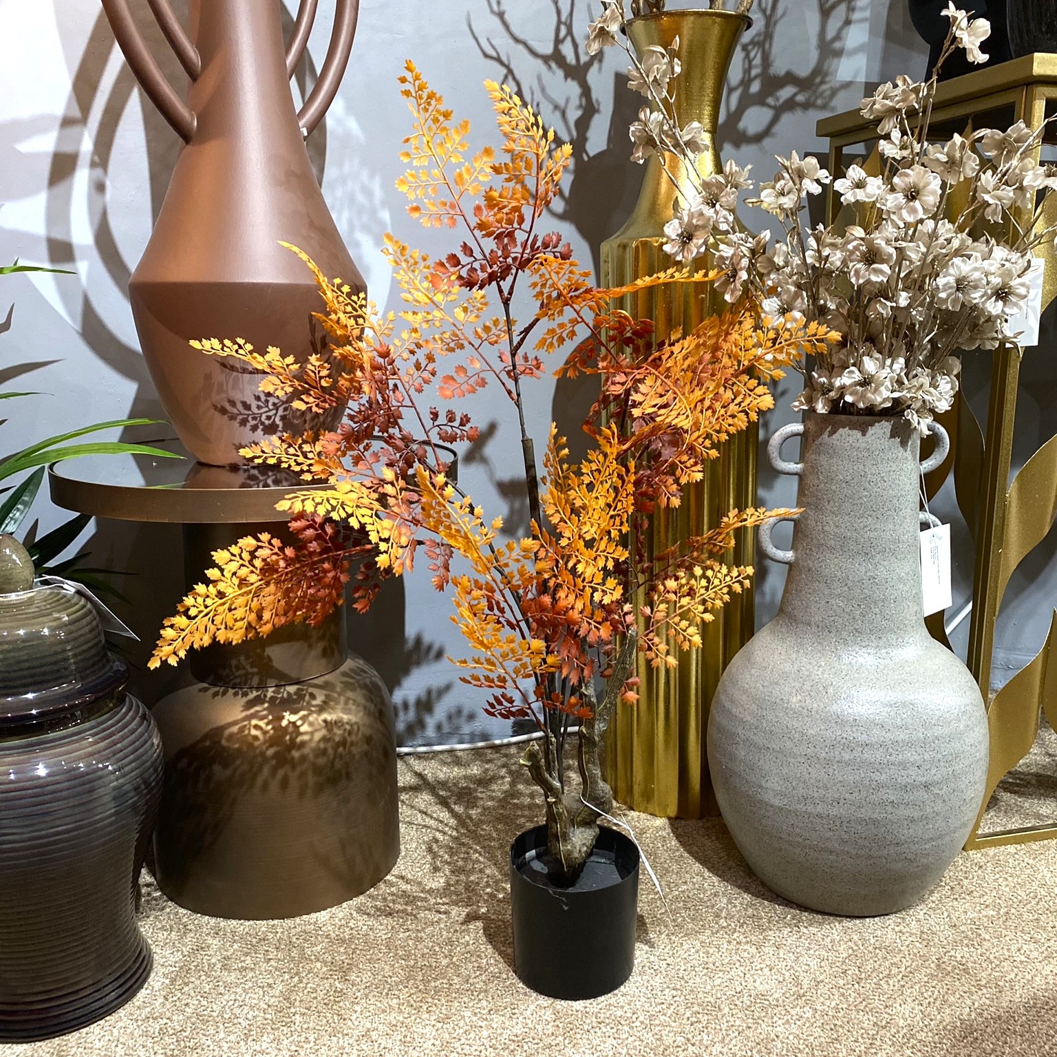 70Cm Artificial Autumn Orange Fern Tree Plant 70cm artificial autumn orange fern tree plant - image 3
