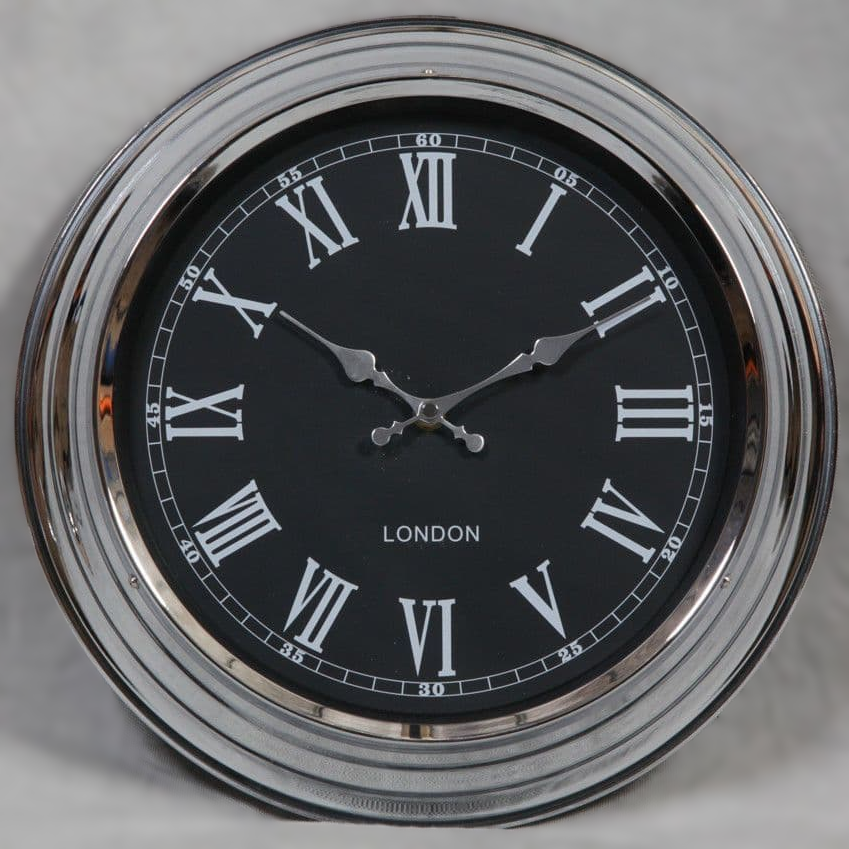 Large black and chrome wall clock- unique clocks