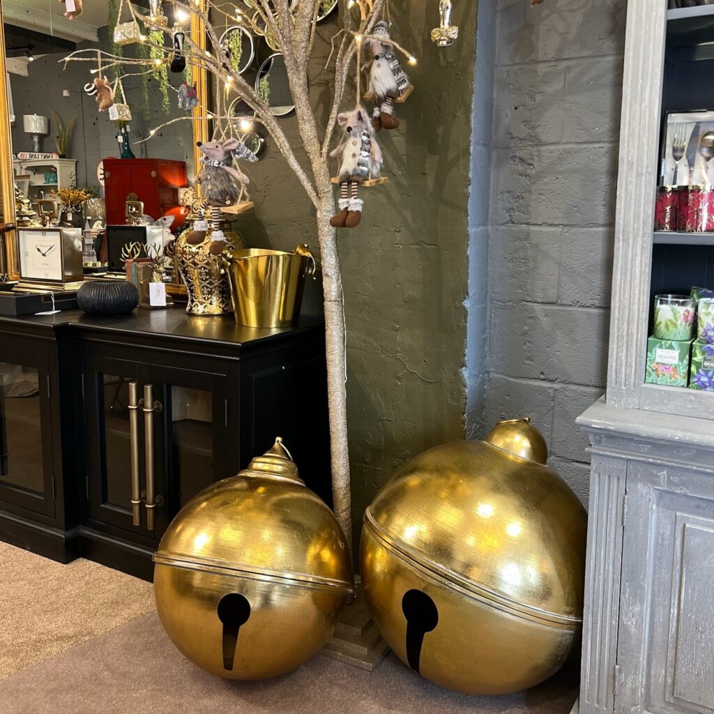 Extra large aged hanging bell christmas decorations