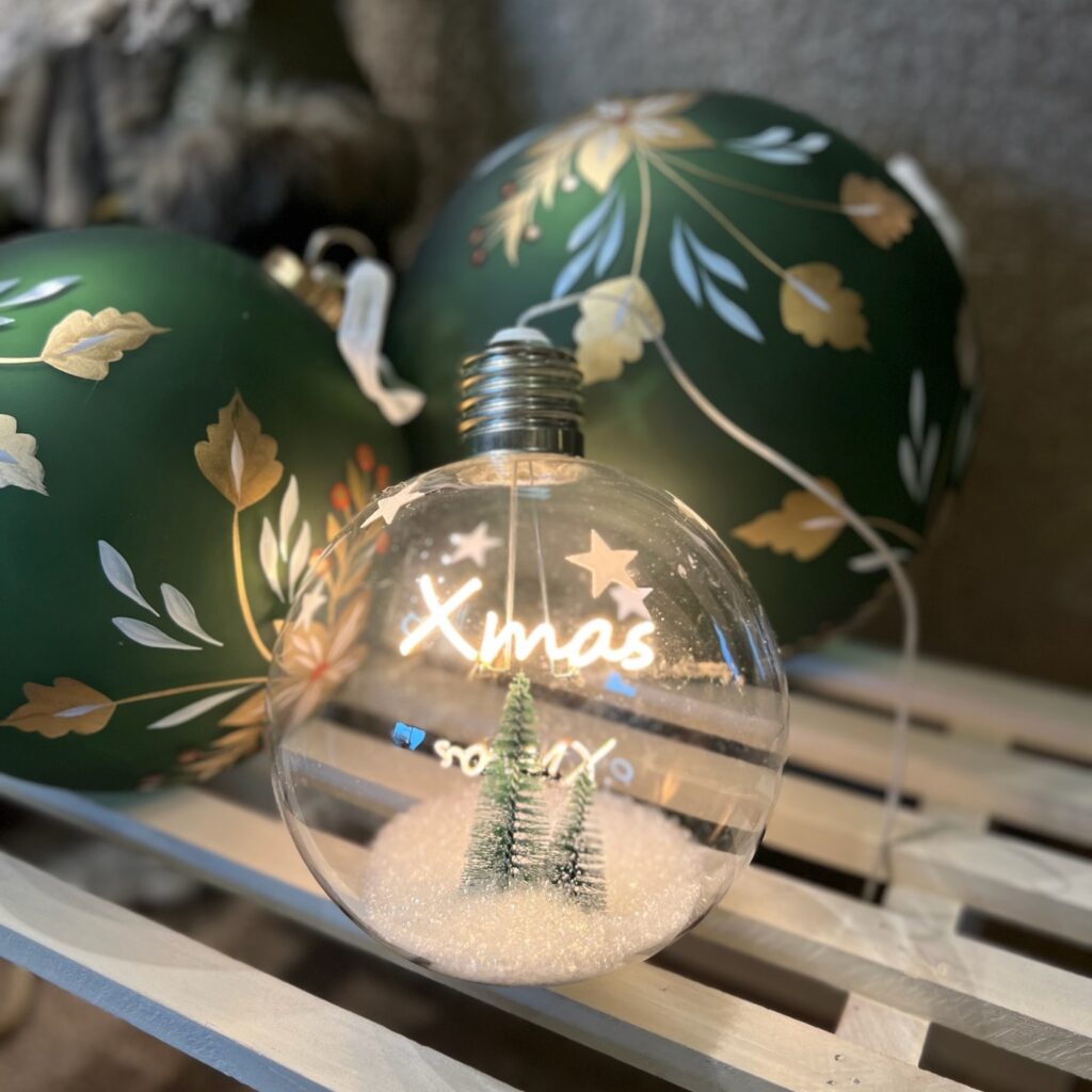Lit xmas tree in glass bauble-christmas decorations