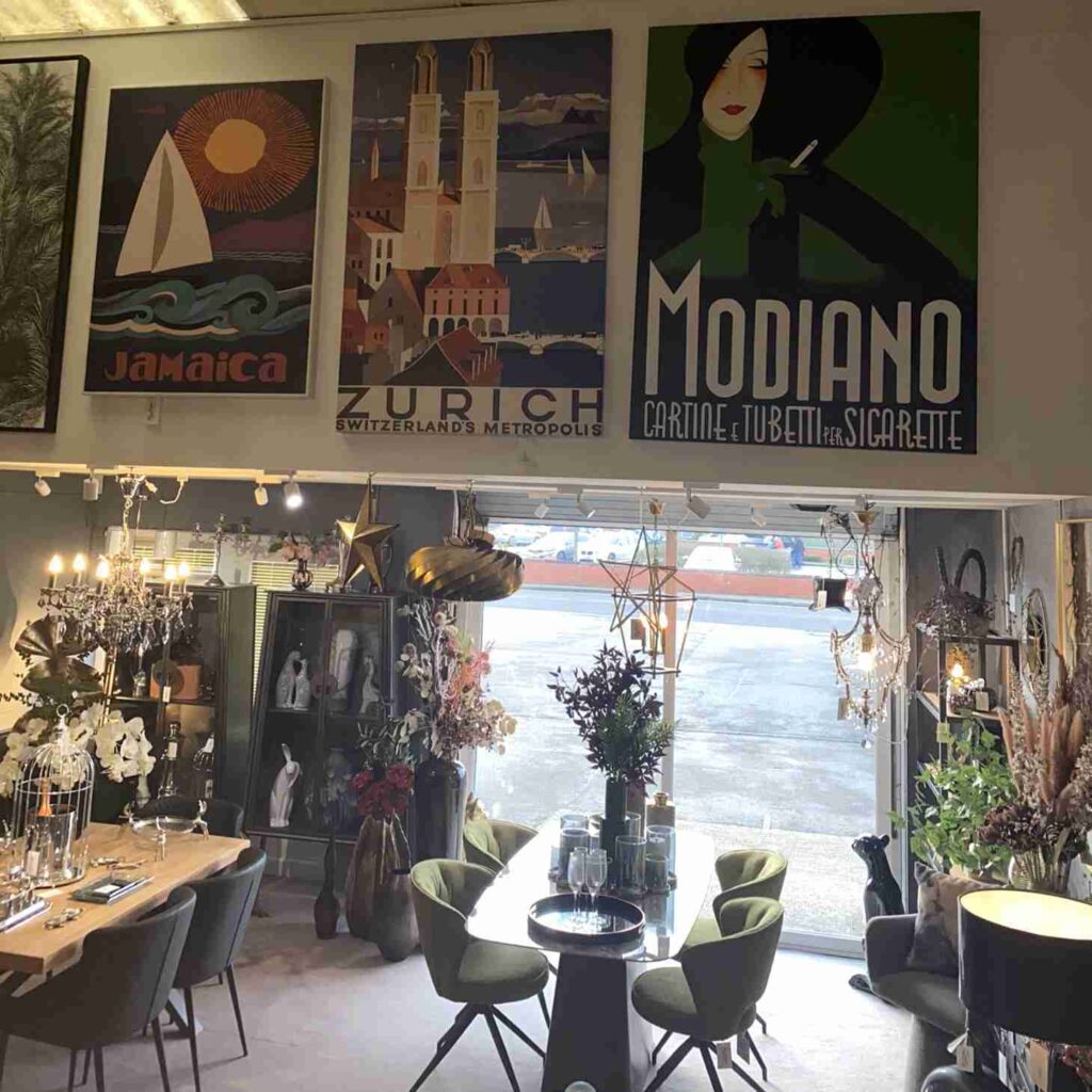 Hand painted art deco modiano canvas inserted on a top wall in a modern home